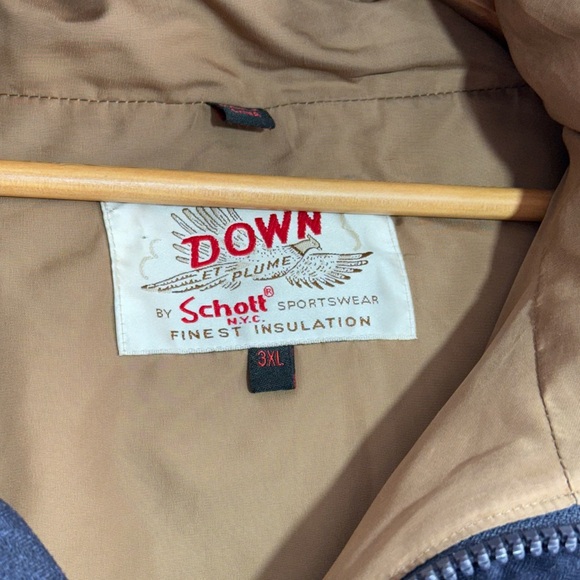 Schott NYC Down Filled Hooded Puffer Parka Jacket Men's Navy Size 3XL 9040D - Picture 9 of 16